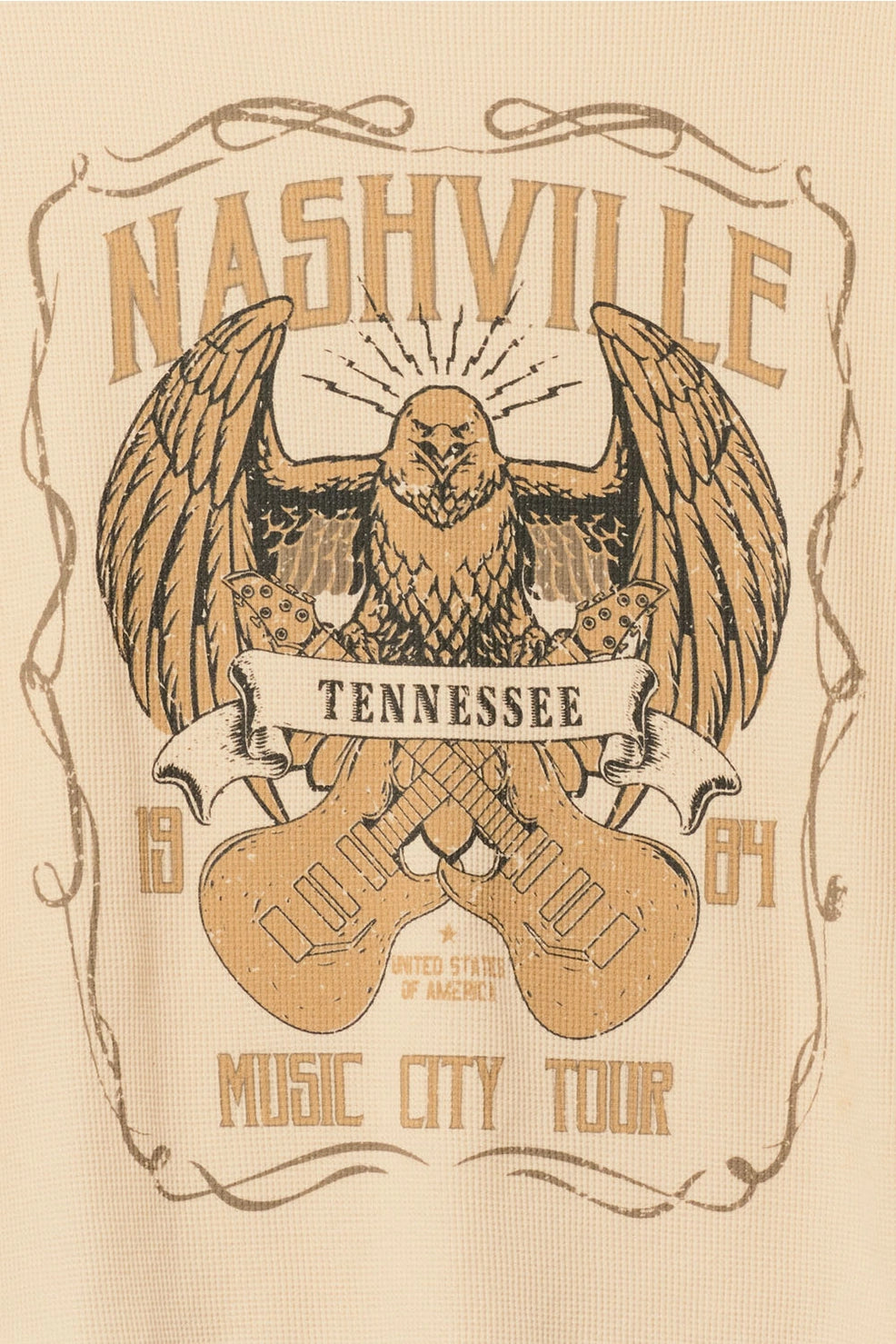 Nashville Music City Tour Waffle Knit Graphic Top