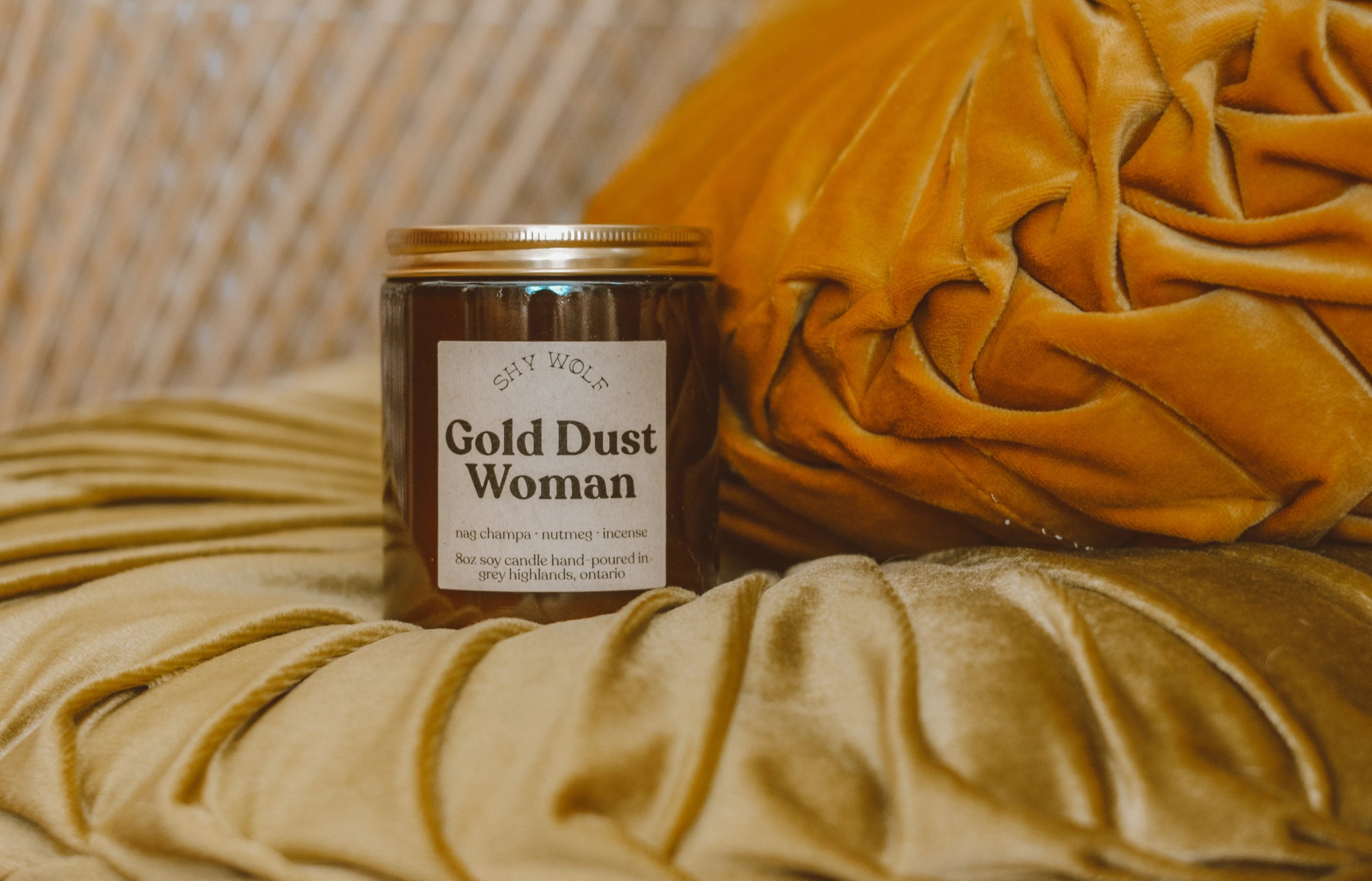 Gold Dust Woman Soy Candle - Incense, Nag Champa, Nutmeg