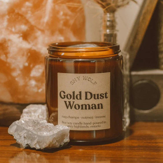 Gold Dust Woman Soy Candle - Incense, Nag Champa, Nutmeg