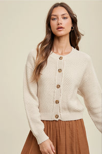 the Hailey Textured Button-Up Cardigan