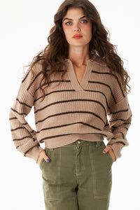 the Megan Striped Collared Sweater