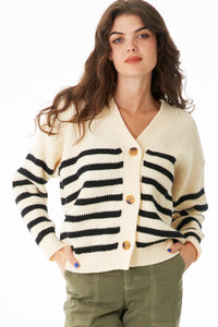 the Jamie Striped Button Up Sweater Cardigan