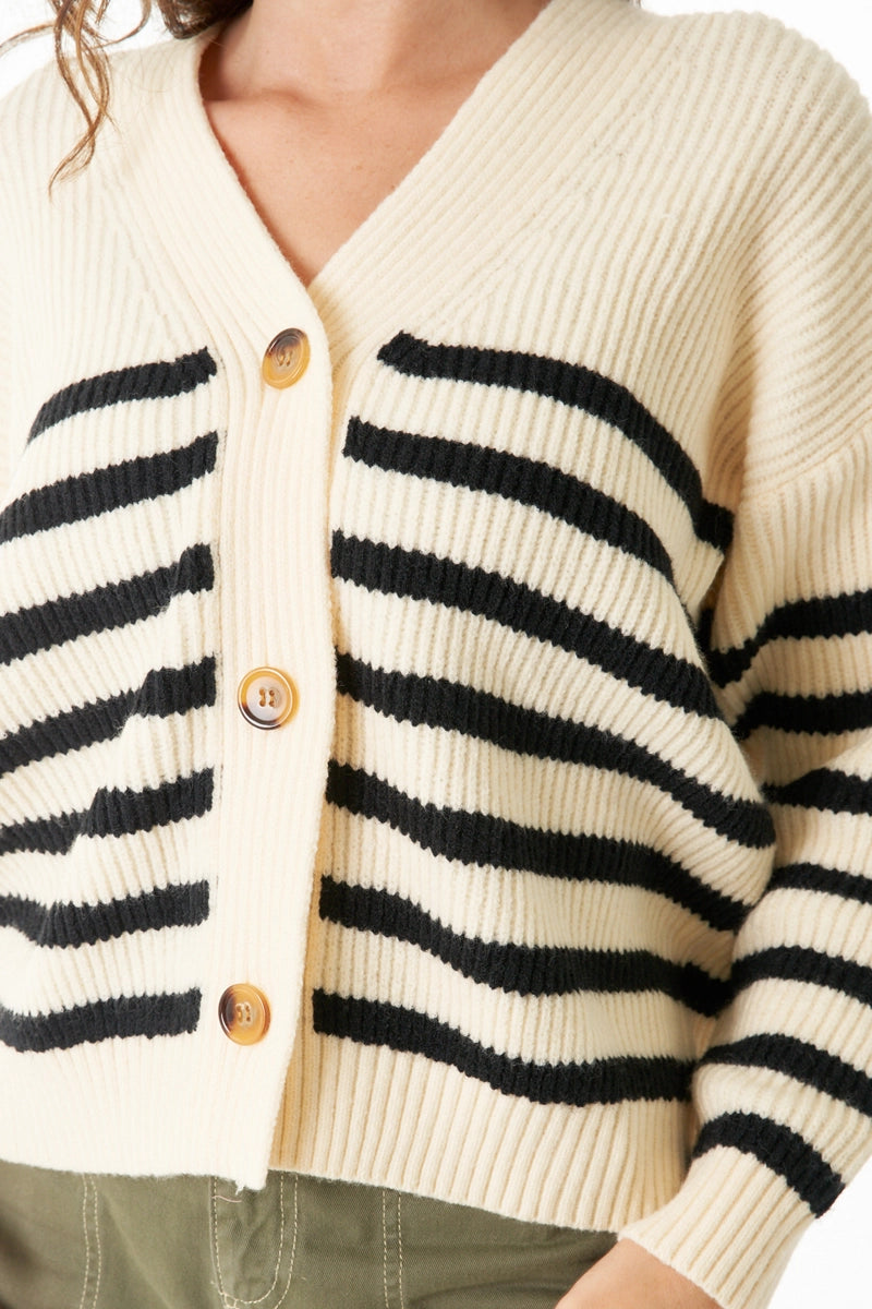 the Jamie Striped Button Up Sweater Cardigan