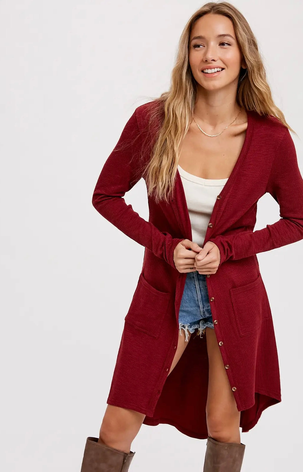 the Betty cardigan - cranberry