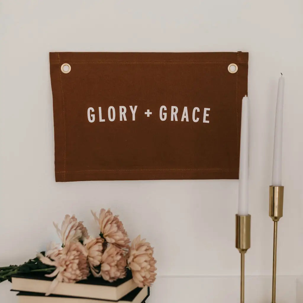 Glory + Grace Banner- S | Christian Wall Decor | Banner