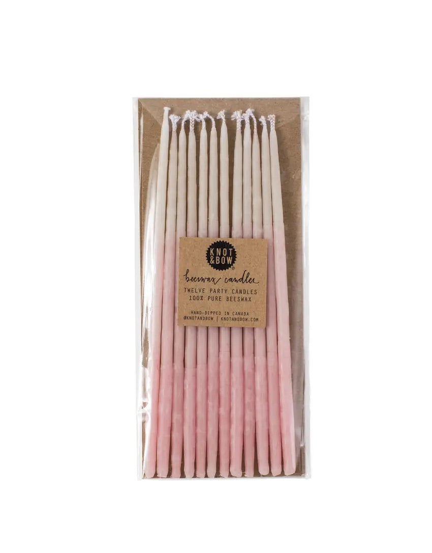 Tall Beeswax Birthday Candles - Pink Ombre